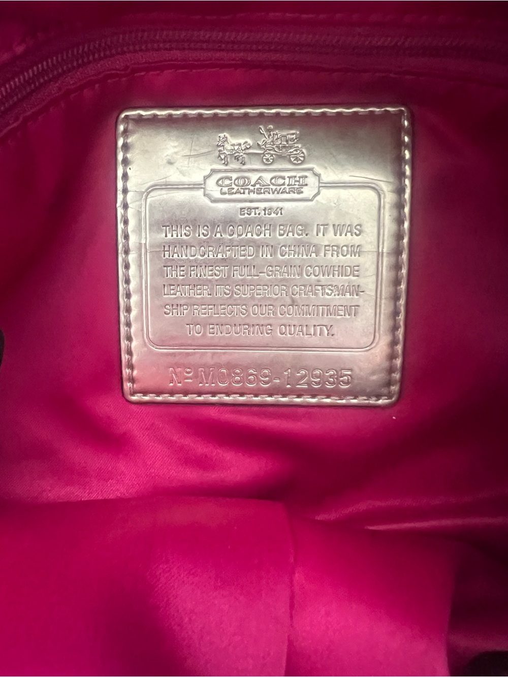 Coach Madison Julianne Leather Satchel Style 12935 Brown|Magenta - Picture 5 of 6